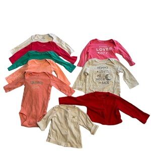 Bundle of 9 baby long sleeve shirts.  Size 6 mo